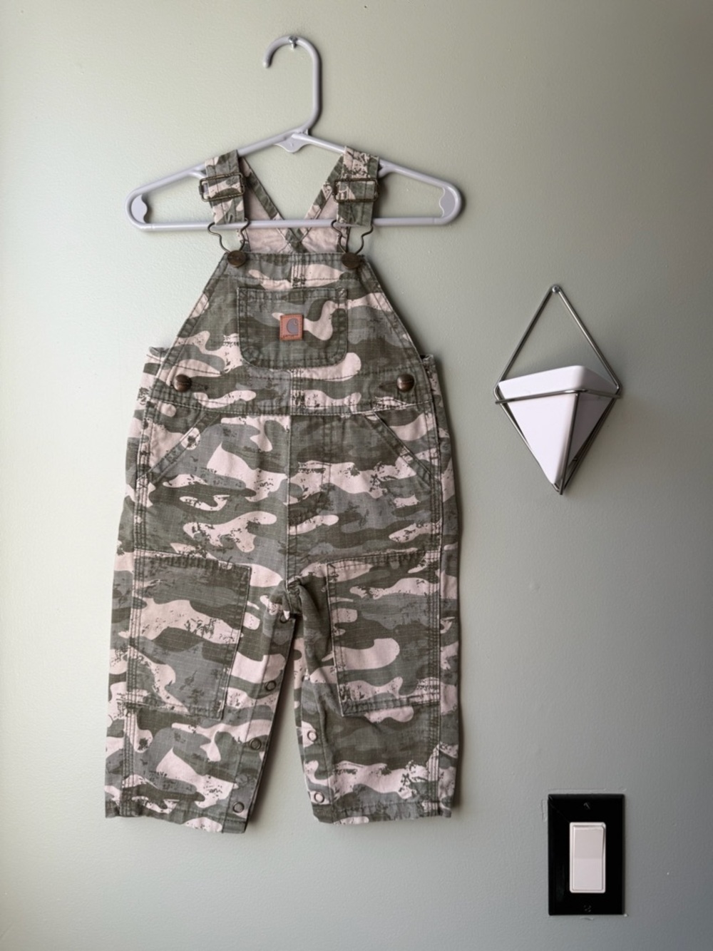Carhartt Kids Olive & Tan Camo Overalls